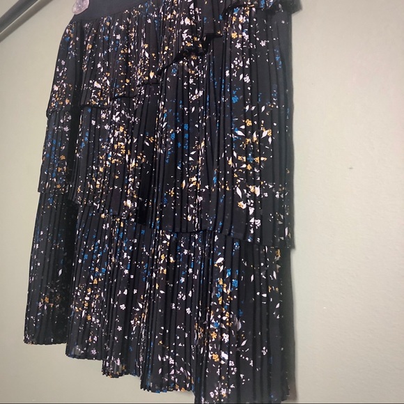 Black Ruffle Tiered Pleated Skirt with Blue Yellow - Picture 4 of 8